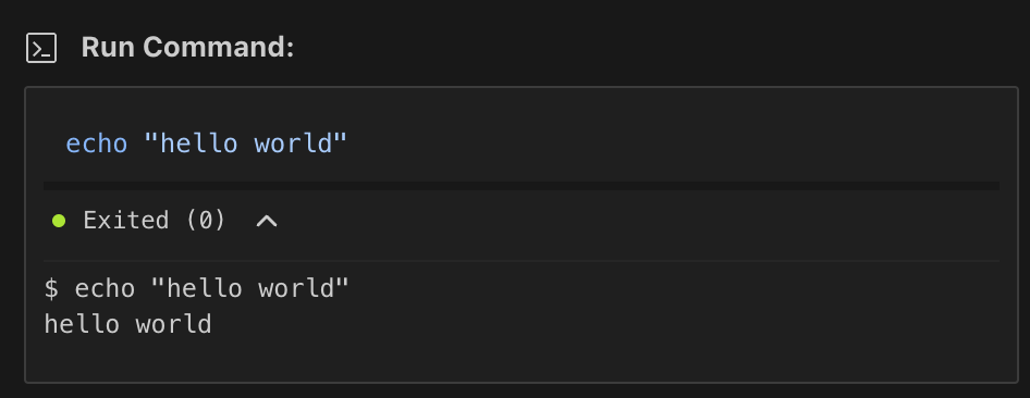 Roo Code's recommended inline terminal in action